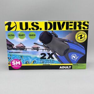 U.S. Divers Adult Shredder Fin Travel SM Size 5-8 Women/4-7 Men Blue Black